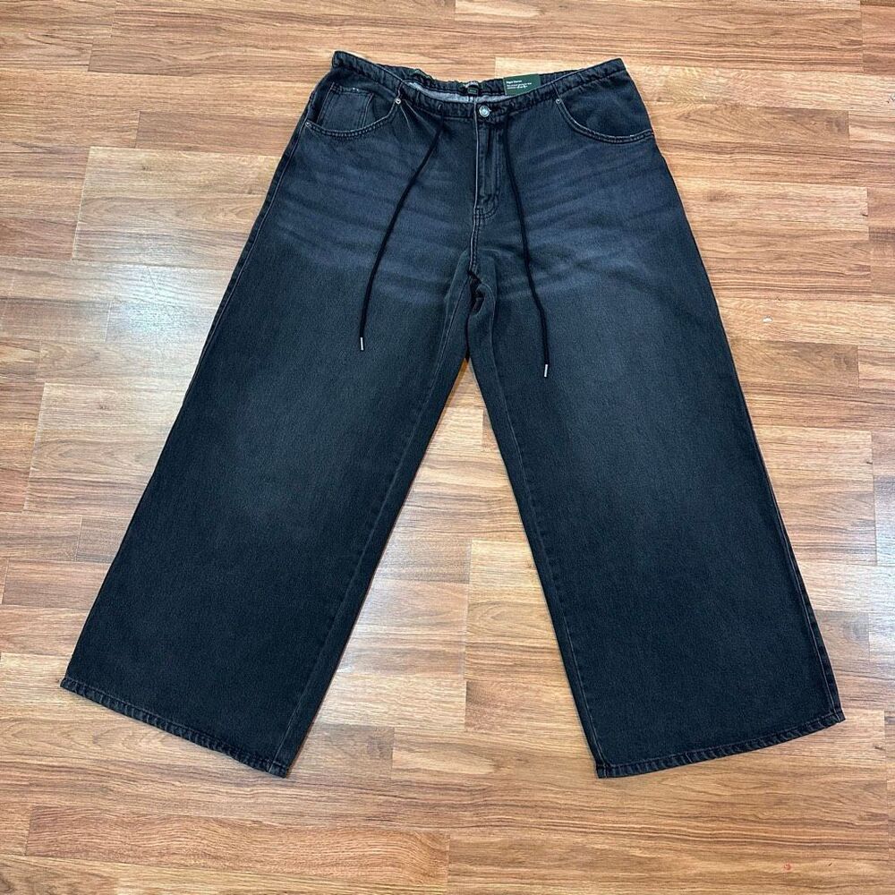 Wild Fable Wide-Leg Rigid Denim Low Rise Loose Jeans Tie-Waist | Size L.   37inc